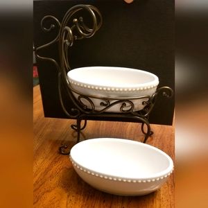 Princess House Pavillion metal reindeer & (2) ceramic bowls #2331 & 1309